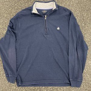 Brooks Brothers Blue Pique Half-Zip Fleece